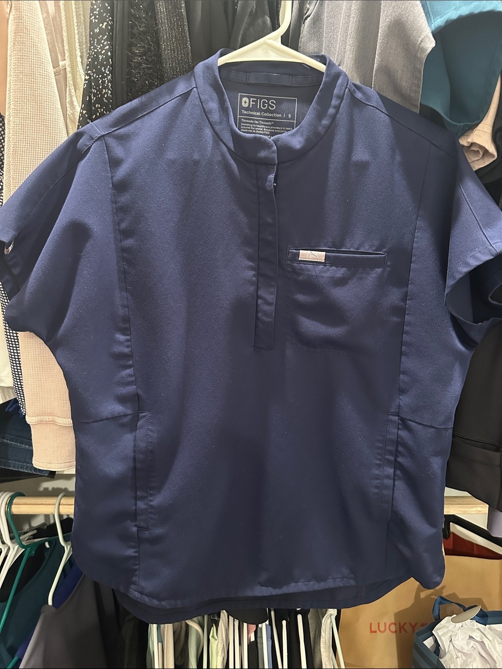 Figs Navy Short-Sleeve Medical Top